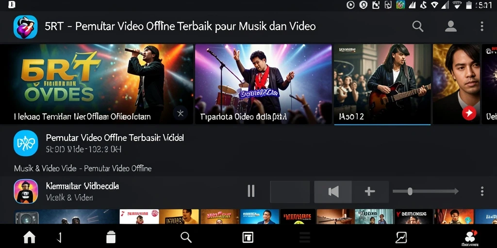 Antarmuka 5RT yang sederhana dan fungsional untuk Pemutar Video Offline.
