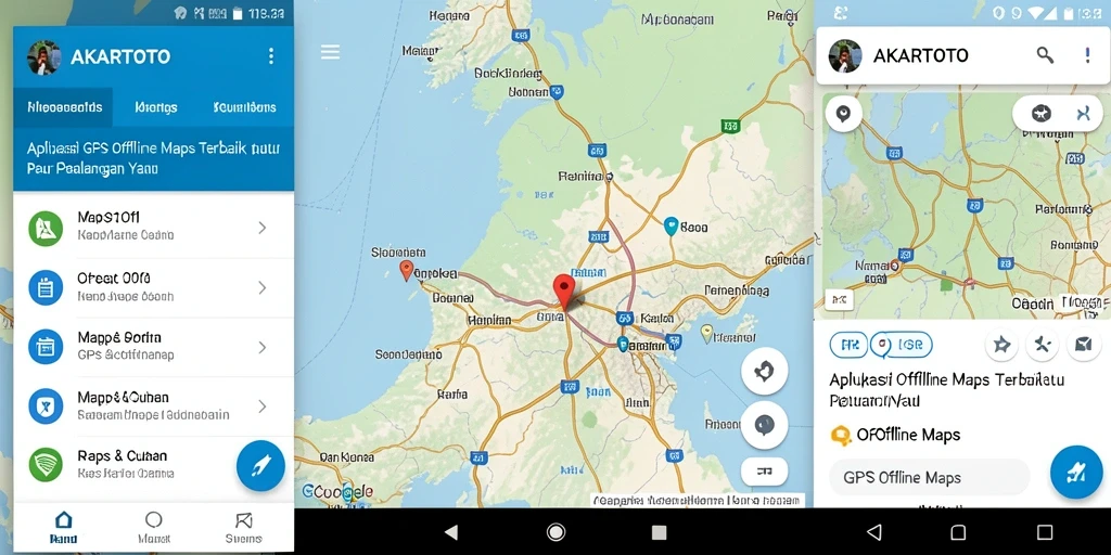 Tampilan antarmuka <strong>AKARTOTO</strong> dengan fungsi GPS Offline Maps yang intuitif.