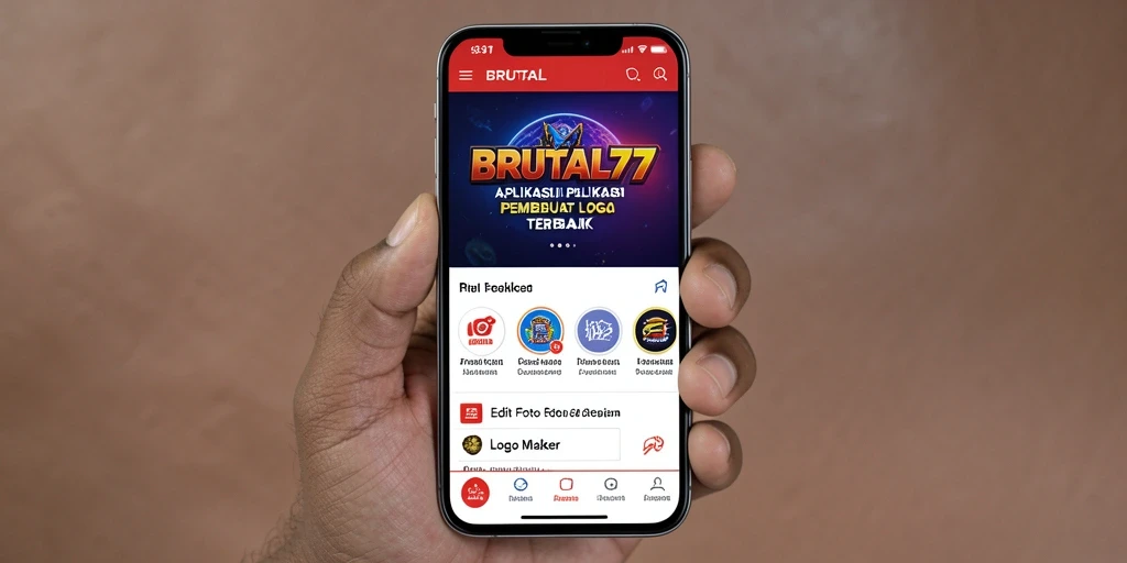 Tampilan antarmuka pengguna aplikasi BRUTAL77 untuk membuat logo.