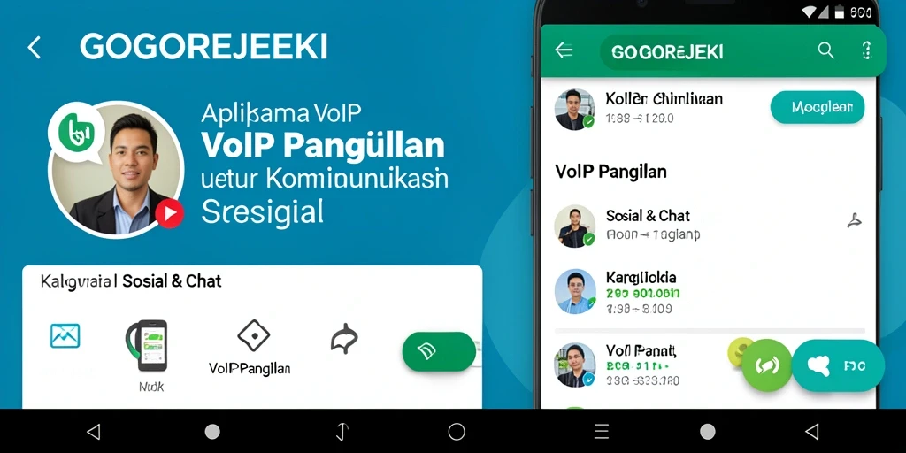 Antarmuka aplikasi GOGOREJEKI menampilkan fungsi VoIP Panggilan yang bersih dan user-friendly.