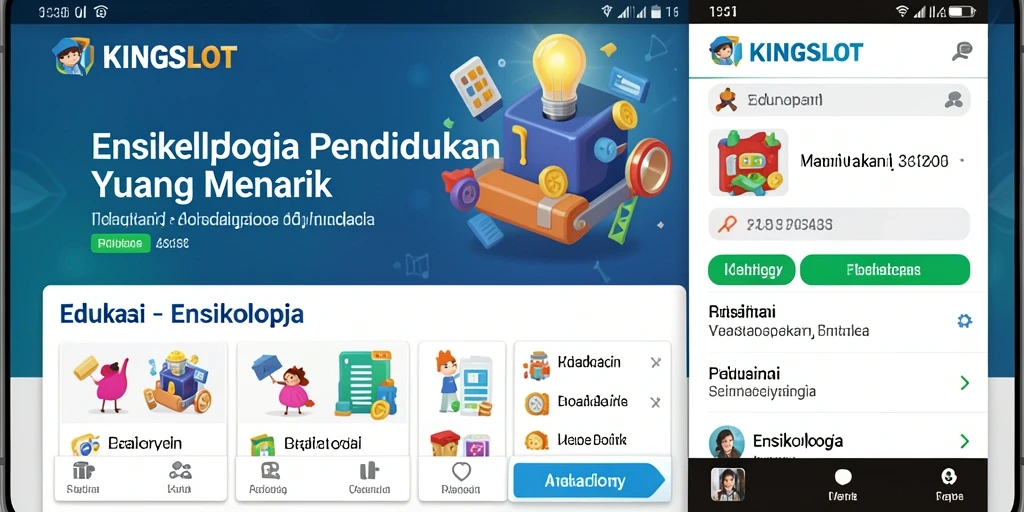 Tampilan antarmuka aplikasi KINGSLOT sebagai Ensiklopedia yang informatif.