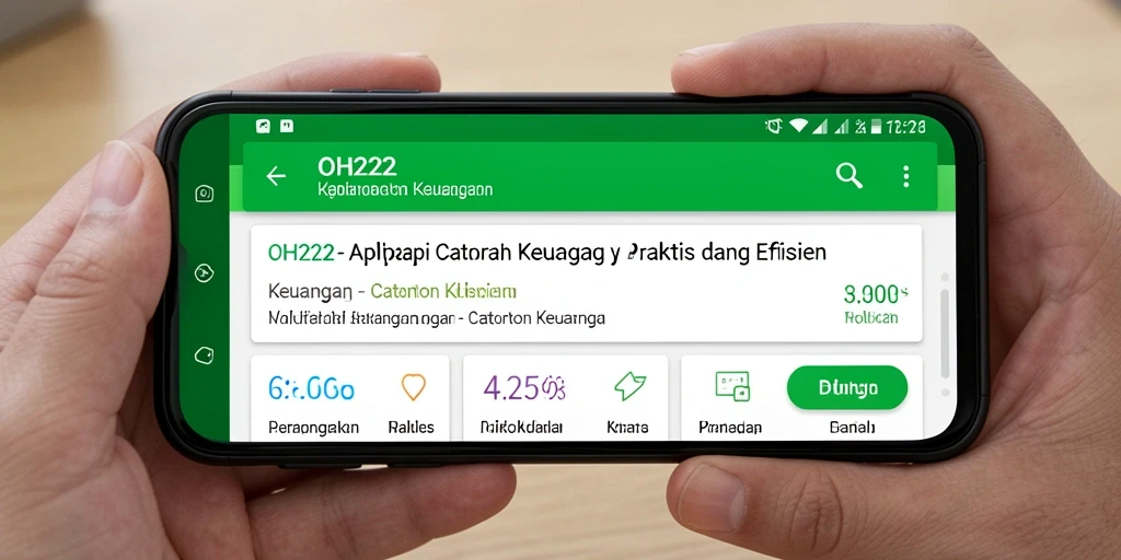 Tampilan antarmuka aplikasi Catatan Keuangan OH222 yang sederhana dan informatif.
