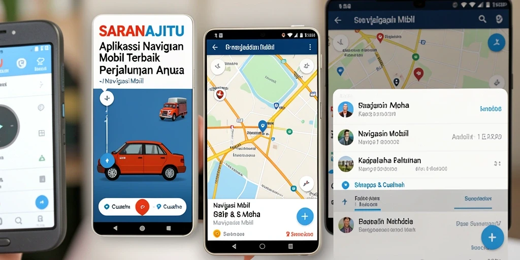 Tampilan antarmuka aplikasi SARANAJITU untuk navigasi mobil.