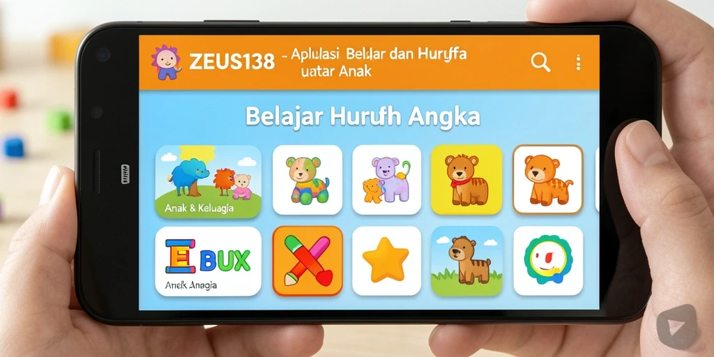 Antarmuka interaktif ZEUS138 untuk belajar huruf dan angka.